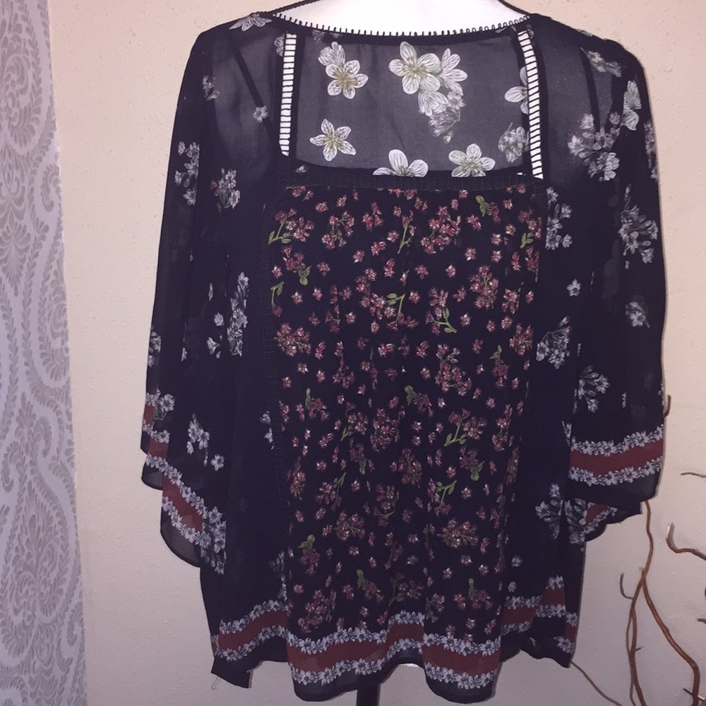 MSSP Black/floral boho XL blouse